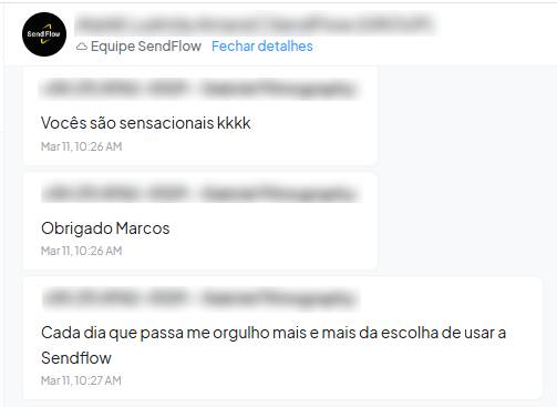 Cliente diz sentir orgulho crescente por ter escolhido o SendFlow