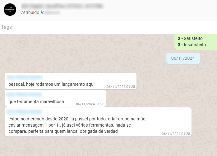 Cliente elogia o SendFlow como uma ferramenta maravilhosa e perfeita para lançamentos